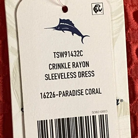 Tommy Bahama Sleeveless Dress Size Small Coral Raw Edge Tassel Crinkle Rayon - Picture 5 of 10